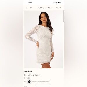 Petal & Pup Cream/White Long Sleeve Dress, NWT, Womens size 10